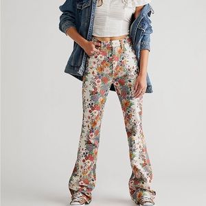 Free People Floral Flare Jeans - Multicolor